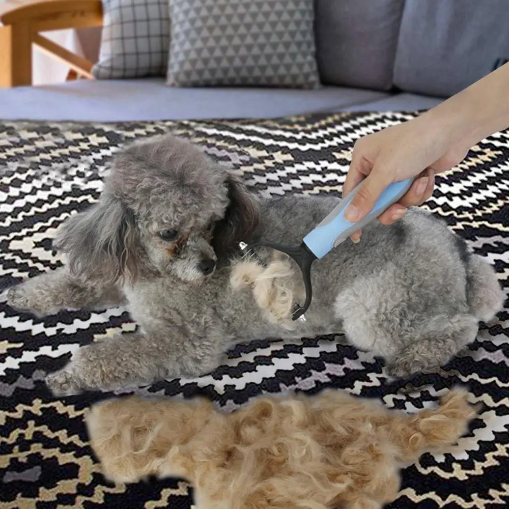 Pet Grooming Brush-Double Sided Hurtless Shedding and Dematting Undercoat Rake Comb for Dogs and Cats, No More Nasty Shedding or Flying Hair, Eco-Friendly Abs Handle, Anti-Slip, Multiple Sizes Available Grooming Tools #GLOBAL PICKS