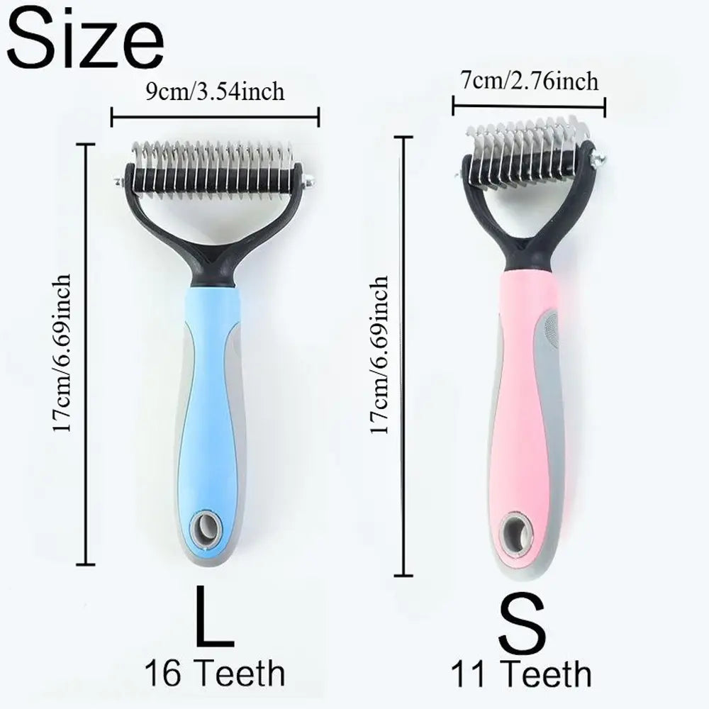 Pet Grooming Brush-Double Sided Hurtless Shedding and Dematting Undercoat Rake Comb for Dogs and Cats, No More Nasty Shedding or Flying Hair, Eco-Friendly Abs Handle, Anti-Slip, Multiple Sizes Available Grooming Tools #GLOBAL PICKS