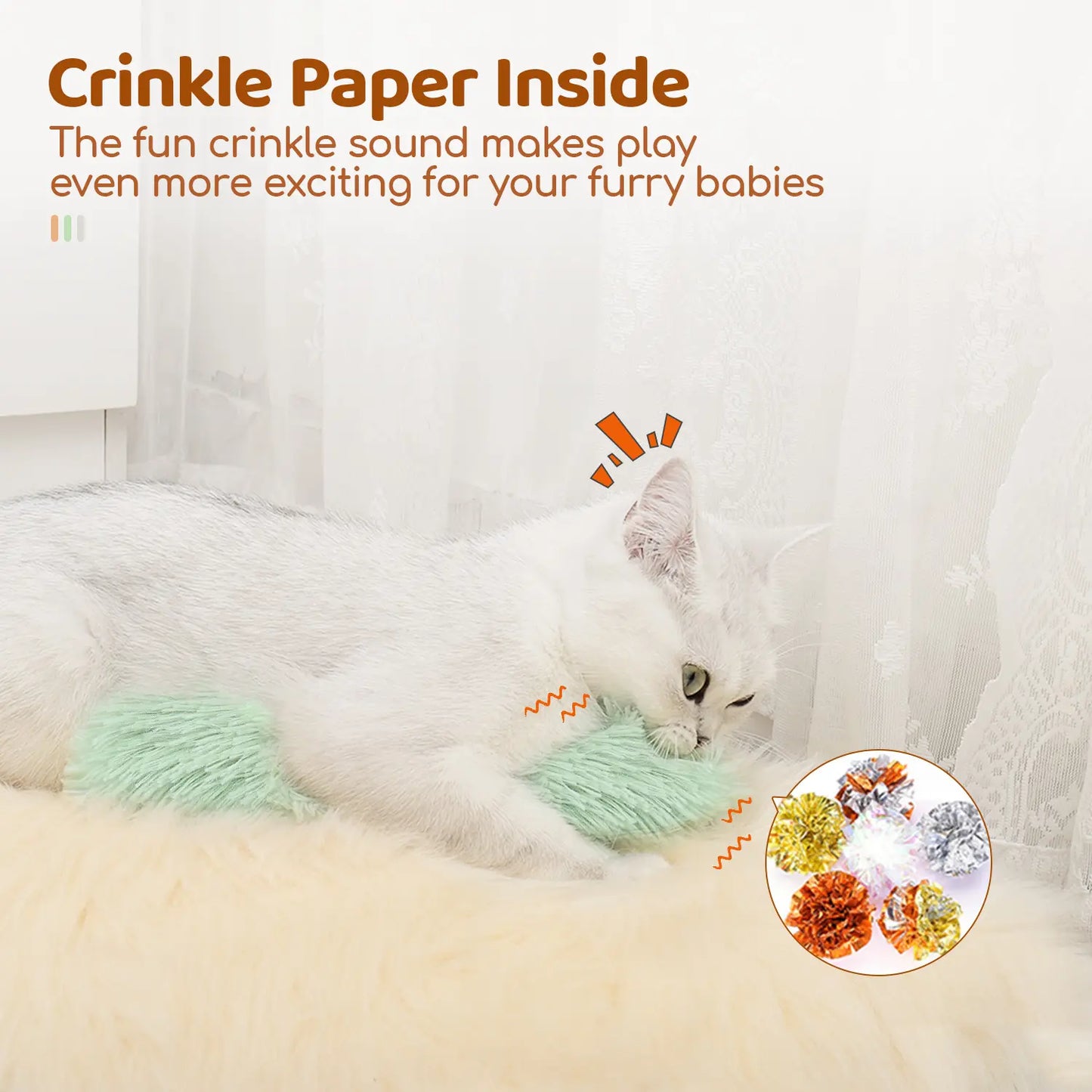 Potaroma Cat Pillows Interactive Toys, 3 Pack Crinkle Sound Soft Durable Cat Kicker Toys, Perfect for Indoor Cat Kitten Daily Play and Exercise