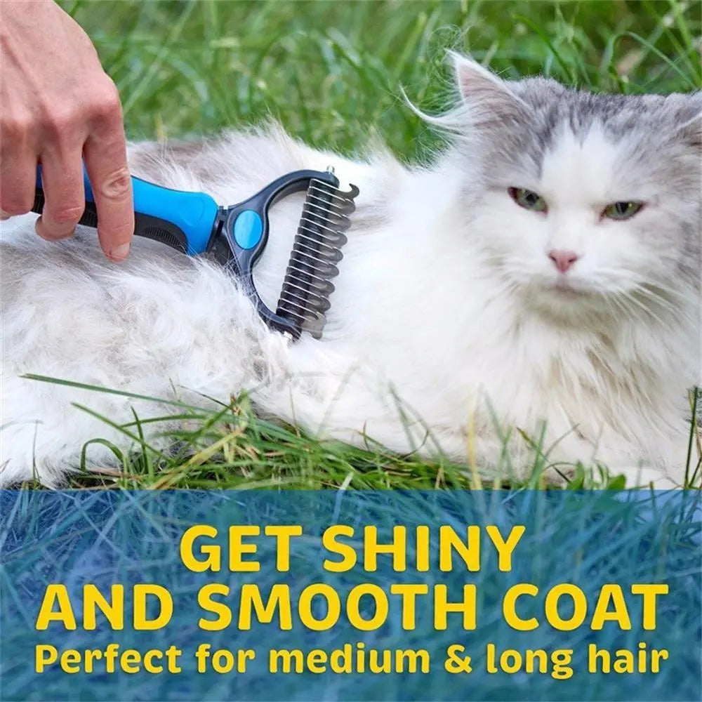 Pet Grooming Brush-Double Sided Hurtless Shedding and Dematting Undercoat Rake Comb for Dogs and Cats, No More Nasty Shedding or Flying Hair, Eco-Friendly Abs Handle, Anti-Slip, Multiple Sizes Available Grooming Tools #GLOBAL PICKS